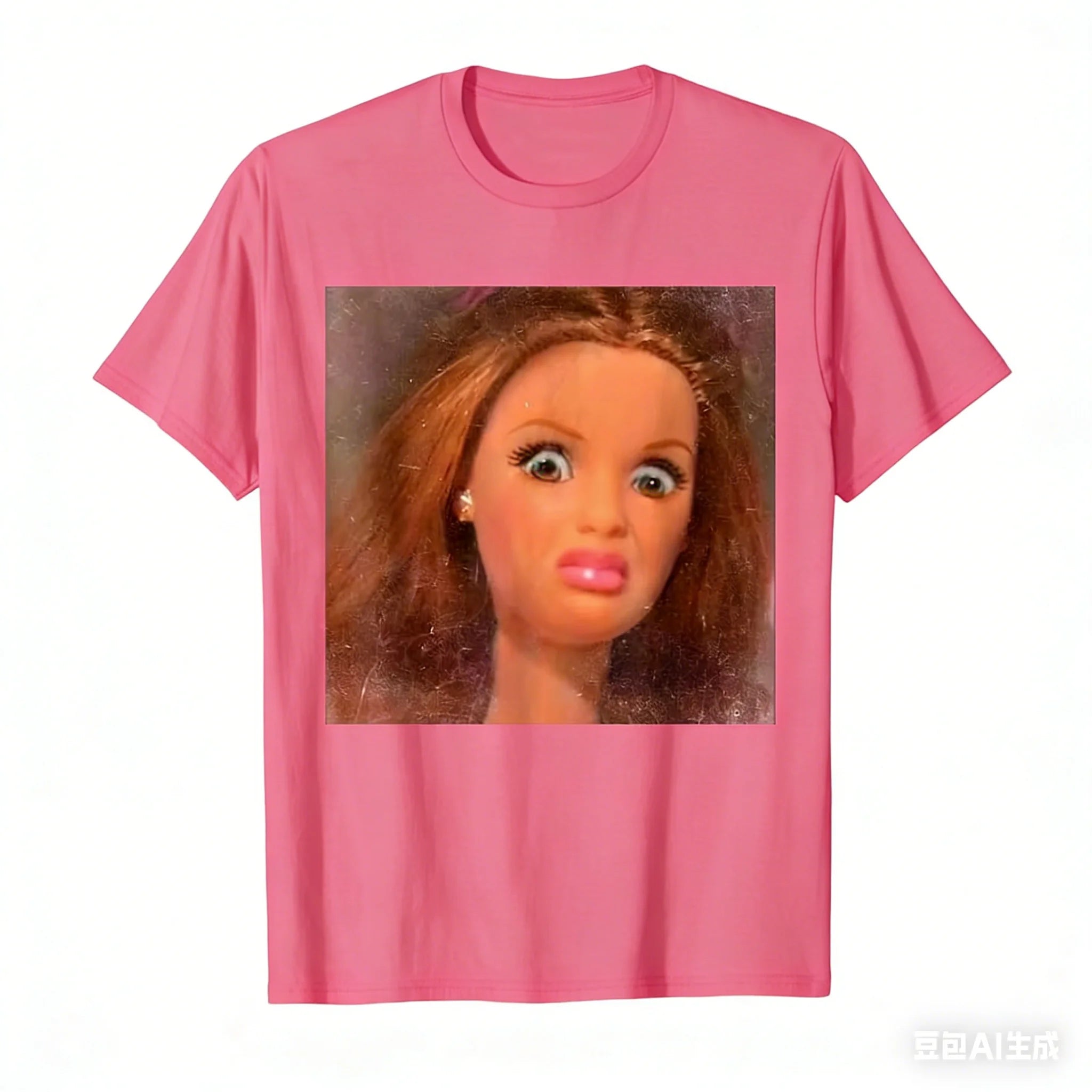 2026 Hot Selling Fashion New Style Fun Disgusting Doll Face Meme T-shirt Men's and Women's Round Neck T-shirt Top Plus Size