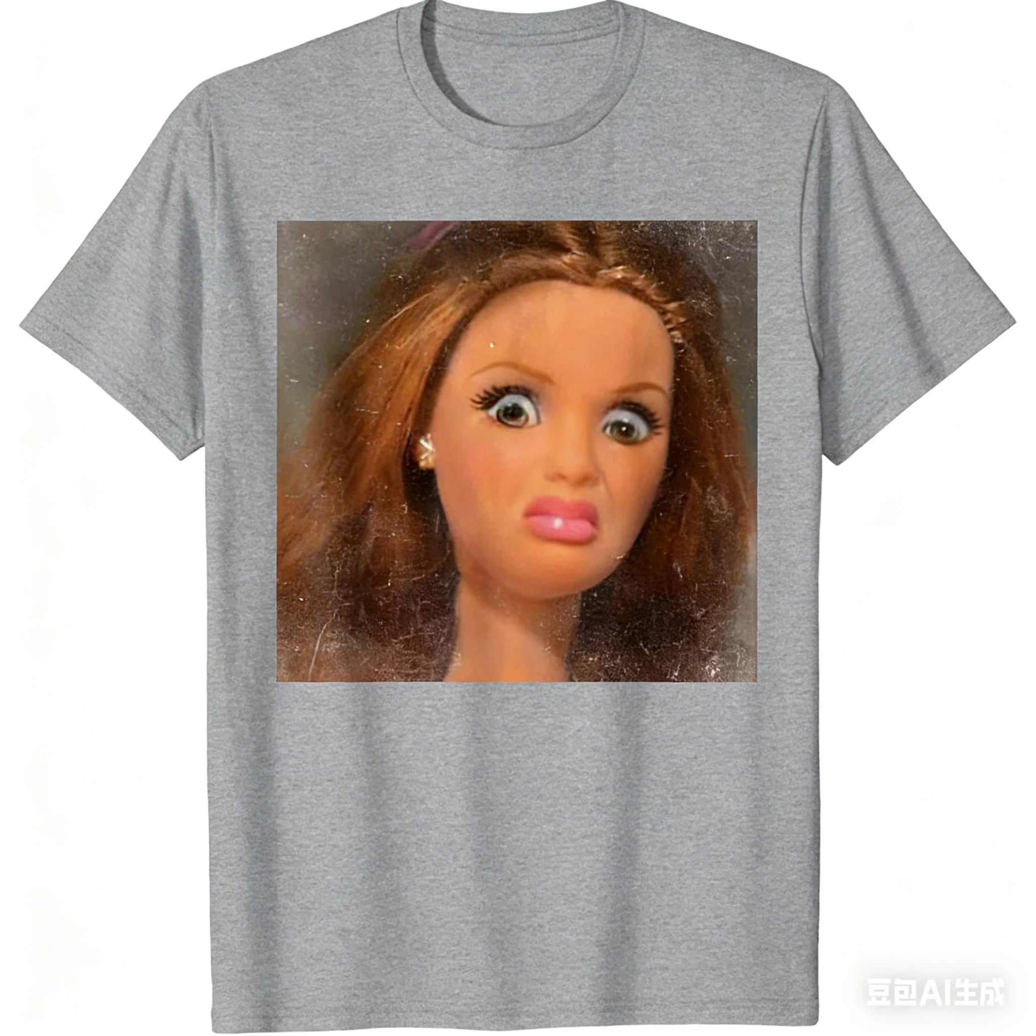 2026 Hot Selling Fashion New Style Fun Disgusting Doll Face Meme T-shirt Men's and Women's Round Neck T-shirt Top Plus Size