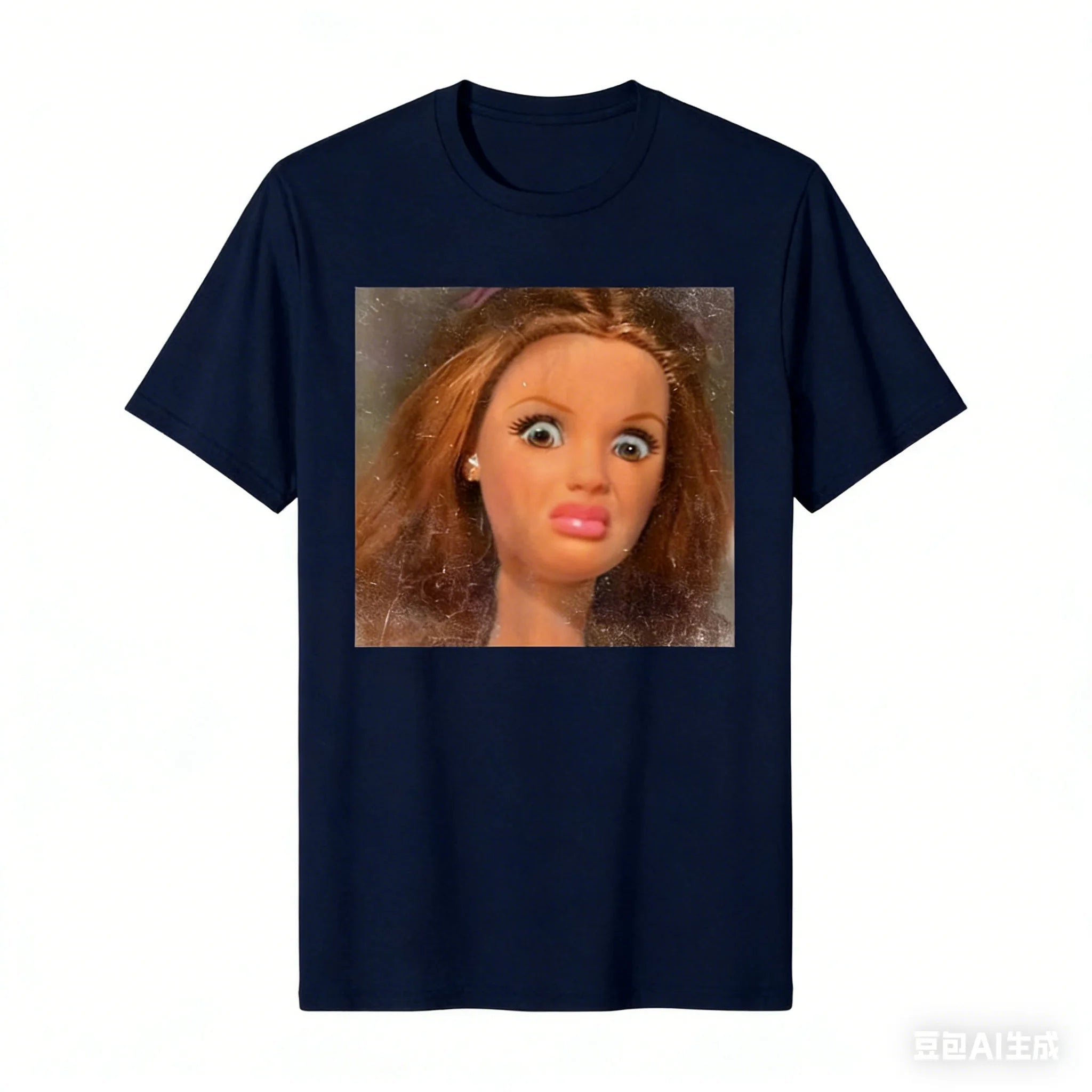 2026 Hot Selling Fashion New Style Fun Disgusting Doll Face Meme T-shirt Men's and Women's Round Neck T-shirt Top Plus Size