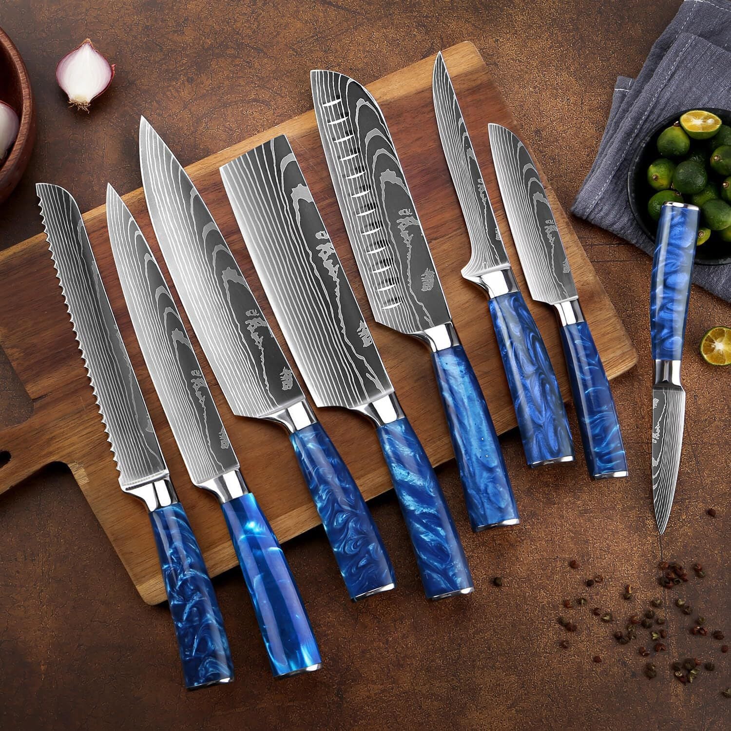 Damascus Steel Kitchen Knife Set
